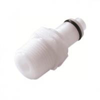 Quick-lock coupling plugs with valve, PLC Series, Acetal