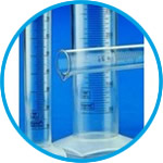 Measuring cylinders, PMP, Class B, blue graduations